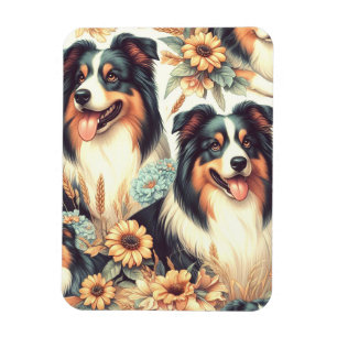 Imán Cute Australian Shepherd Vintage Painting