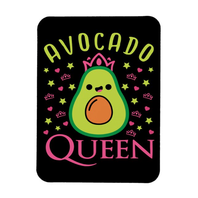 Imán Cute Avocado Queen with Heart Keto Girl Cooking  (Vertical)