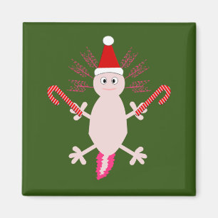 Imán Cute Axolotl de Navidad
