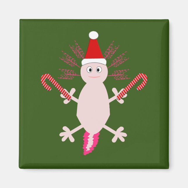 Imán Cute Axolotl de Navidad (Frente)