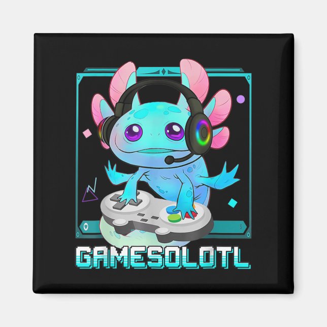 Imán Cute Axolotl Lover Gamesalotl Gaming Niños Axolotl (Frente)