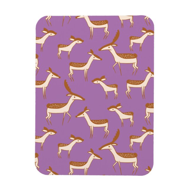 Imán Cute Baby Deer and Family on Lavender Purple (Vertical)