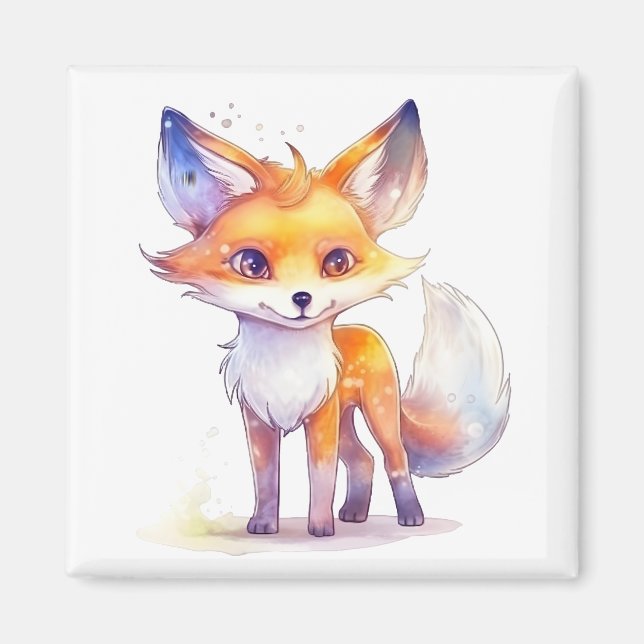 Imán Cute Baby Fox Square Magnet (Frente)