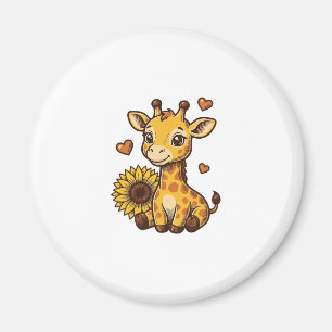 Imán Cute Baby Giraffe Sunflower Vintage Engraving Tee_