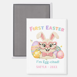 Imán Cute Baby's First Easter Egg-cited Bunny