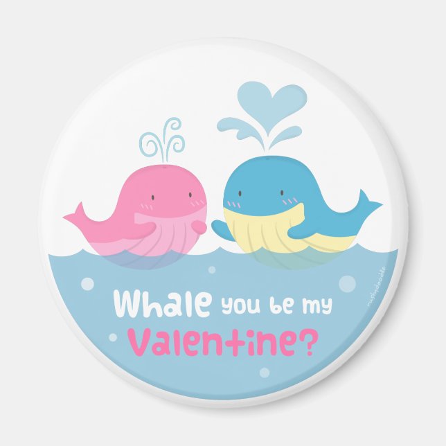 Imán Cute Ballena Serás Mía Amor de San Valentín (Frente)