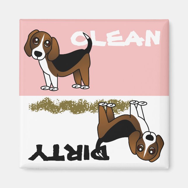 Imán Cute Beagle Clean Dirty Dishlavavajillas Magnet (Frente)