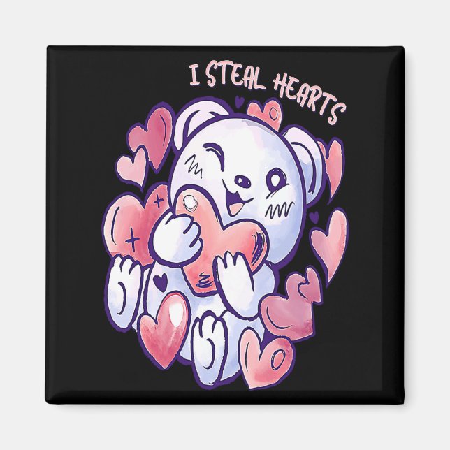 Imán Cute Bear Steal Hearts Valentines Day Or Toddler  (Frente)