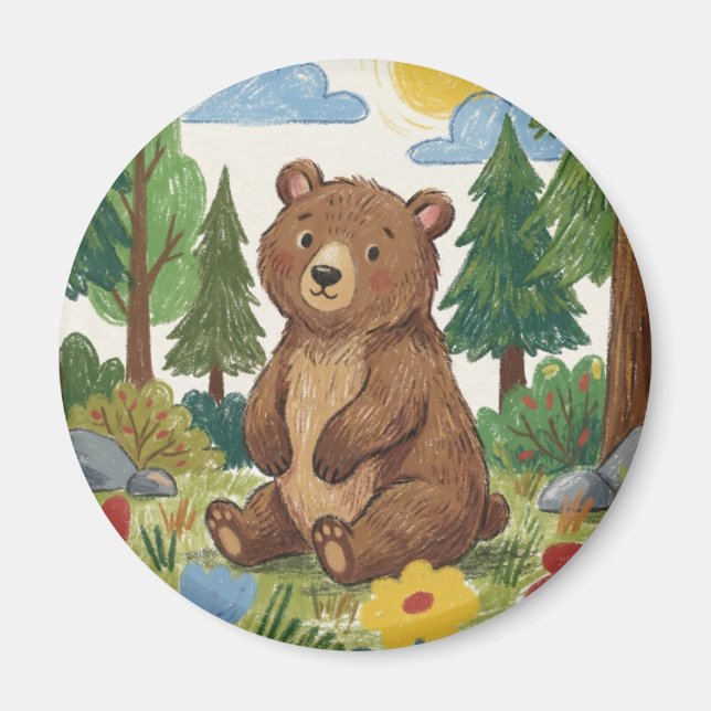 Imán Cute Bear Woodland Animal (Frente)