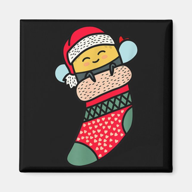 Imán Cute Bee Baby Bumblebee In Christmas Sock Xmas Paj (Frente)