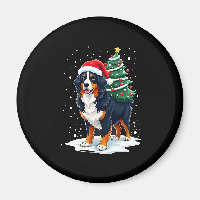 Imán Cute Bernese Mountain Dog in a Christmas Tree for  (Frente)