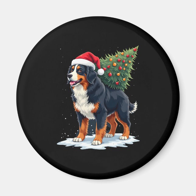 Imán Cute Bernese Mountain Dog in a Christmas Tree for  (Frente)
