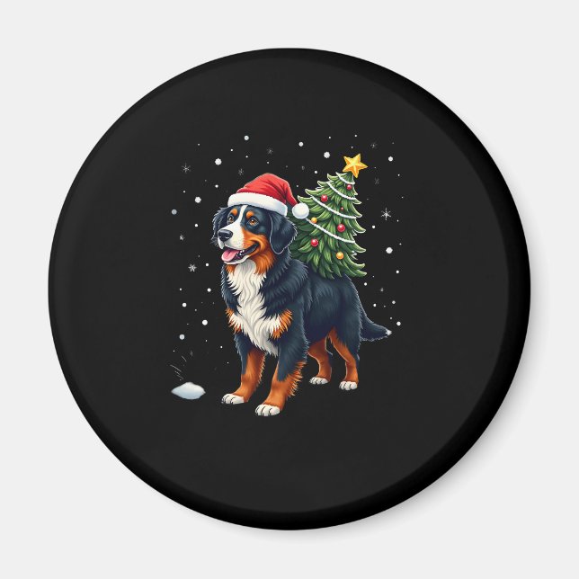 Imán Cute Bernese Mountain Dog in a Christmas Tree for  (Frente)