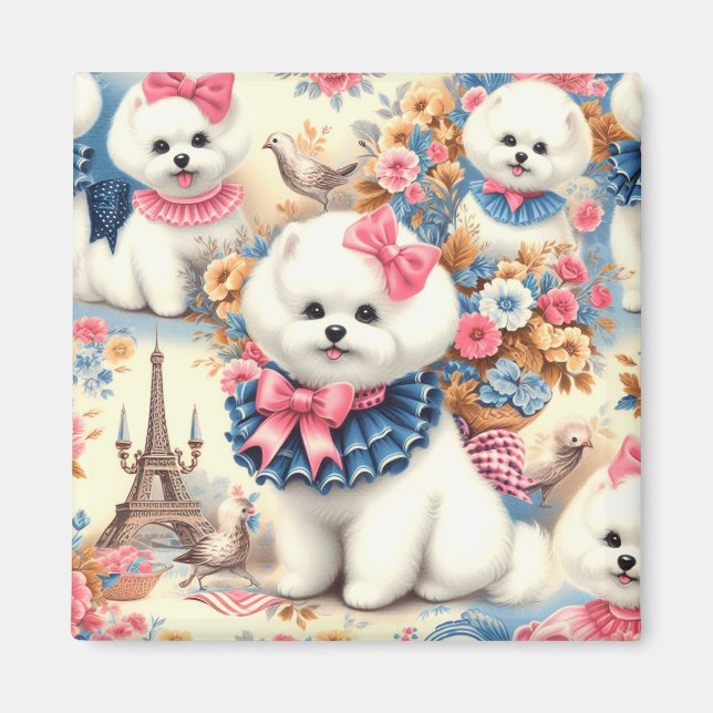 Imán Cute Bichon Frisé Seamless (Frente)
