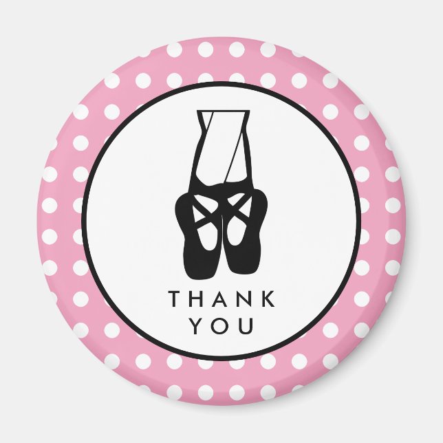 Imán Cute Black Ballet Slippers En Pointe Thank You (Frente)
