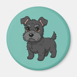 Imán Cute Black Scottish Terrier Dog Green