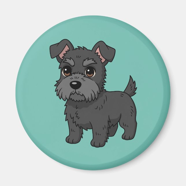 Imán Cute Black Scottish Terrier Dog Green (Frente)