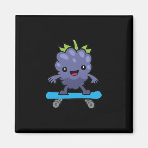 Imán Cute Blackberry Fruit Patineta Kawaii Blackbe