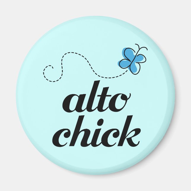 Imán Cute Blue Butterfly Music Alto Chick Gift (Frente)