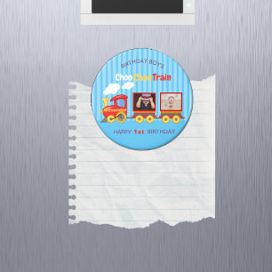 Imán Cute Blue Stripes Pattern Toy Train Boys Cumpleaño