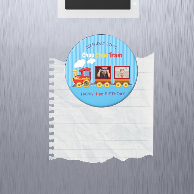 Imán Cute Blue Stripes Pattern Toy Train Boys Cumpleaño (Subido por el creador)