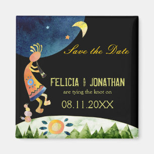 Imán Cute Boda Tribal Kokopelli salva la fecha