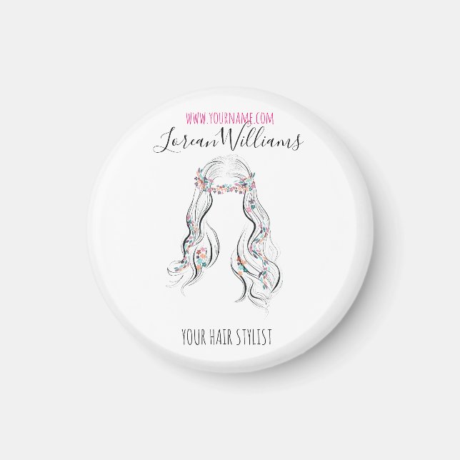 Imán Cute Boho Hairstyle Boda Hair Stylist Floral (Frente)