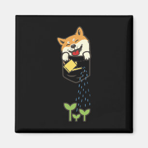 Imán Cute bolsillo Shiba Inu Shirt Perro Lover Plantas 