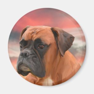 Imán Cute Boxer Perro Agua Color Aceite Pintura Arte