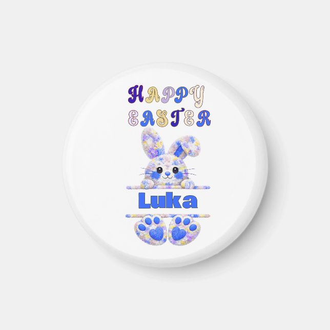 Imán Cute Boy Easter Bunny Personalize (Frente)
