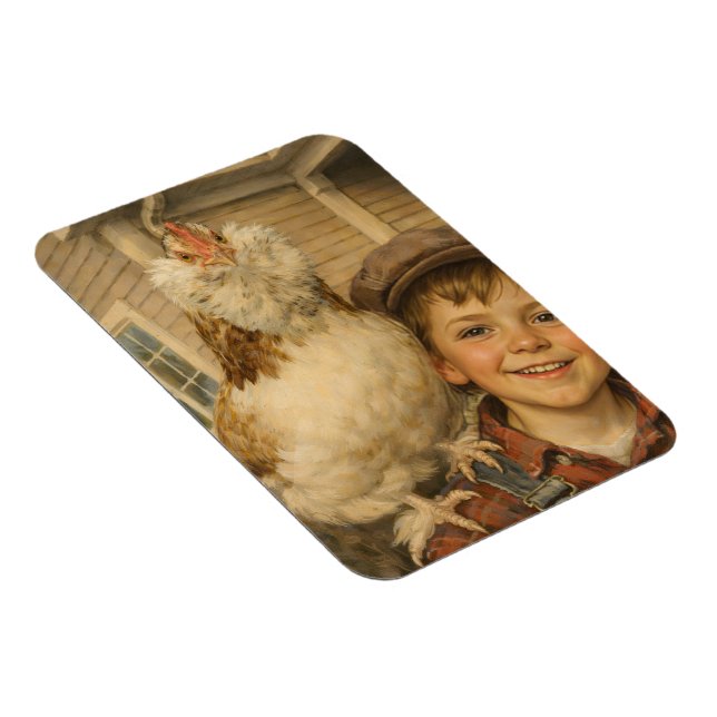 Imán Cute Boy With Chicken Magnet (Lado Derecho)