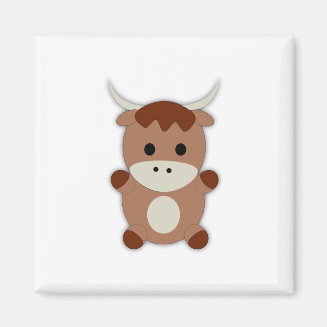 Imán Cute Brown Cow (Frente)