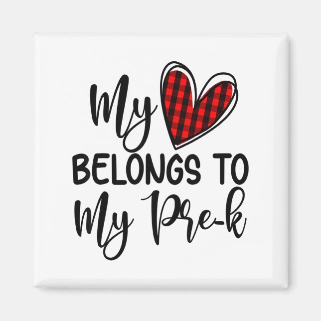 Imán Cute Buffalo Plaid Heart Valentines Day For Pre K  (Frente)