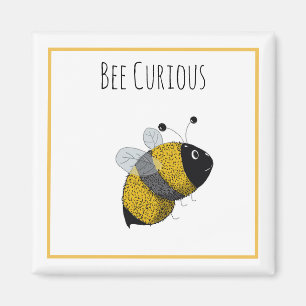 Imán Cute Bumblebee amarillo y negro Bee Curious