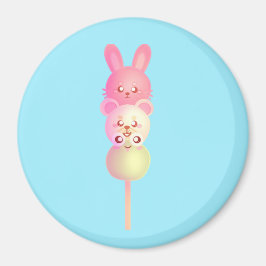 Imán Cute Bunny, Bear y rana Dango Póster Brillante