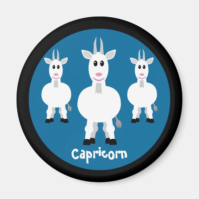 Imán Cute cabras Capricornio Rótulo Zodiac Personalizad (Frente)