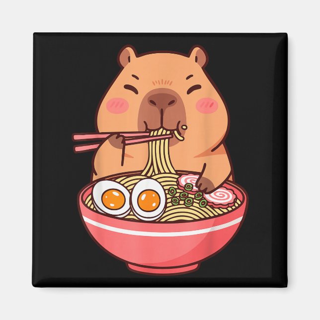 Imán Cute Capybara Ramen Kawaii Kids Boys Girls Cool An (Frente)