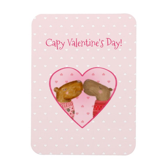 Imán Cute capybara Valentine's Day magnet (Vertical)