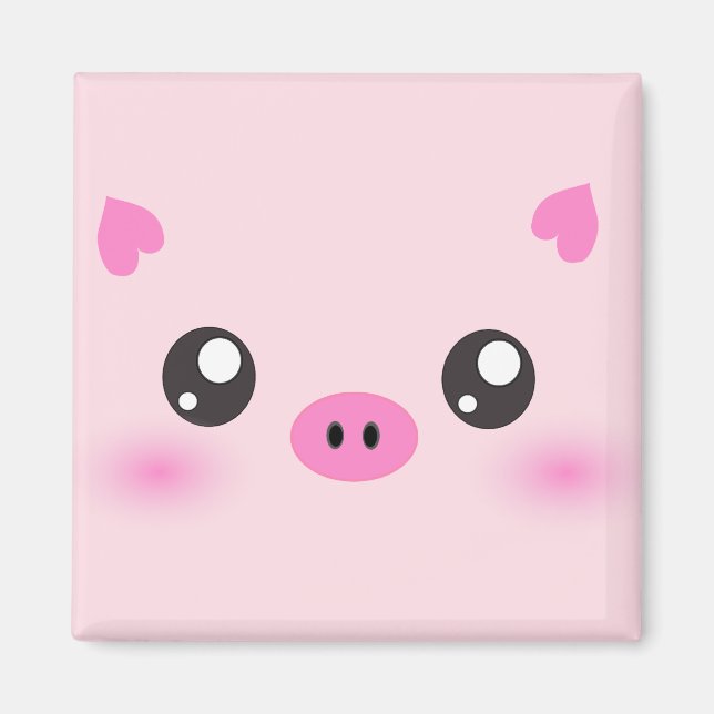 Imán Cute Cara de cerdo - minimalismo kawaii (Frente)