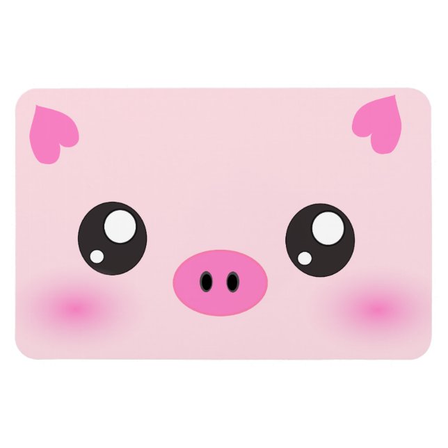Imán Cute Cara de cerdo - minimalismo kawaii (Horizontal)
