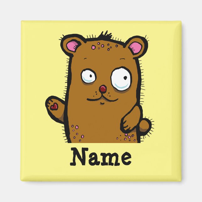 Imán Cute Cartoon Bear Waving (Frente)