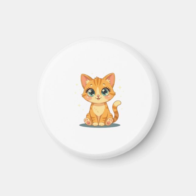 Imán **Cute Cartoon Cat – Adorable Kitty Illustration** (Frente)