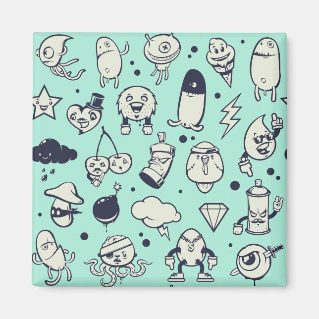 Imán Cute Cartoon Character Magnet (Frente)