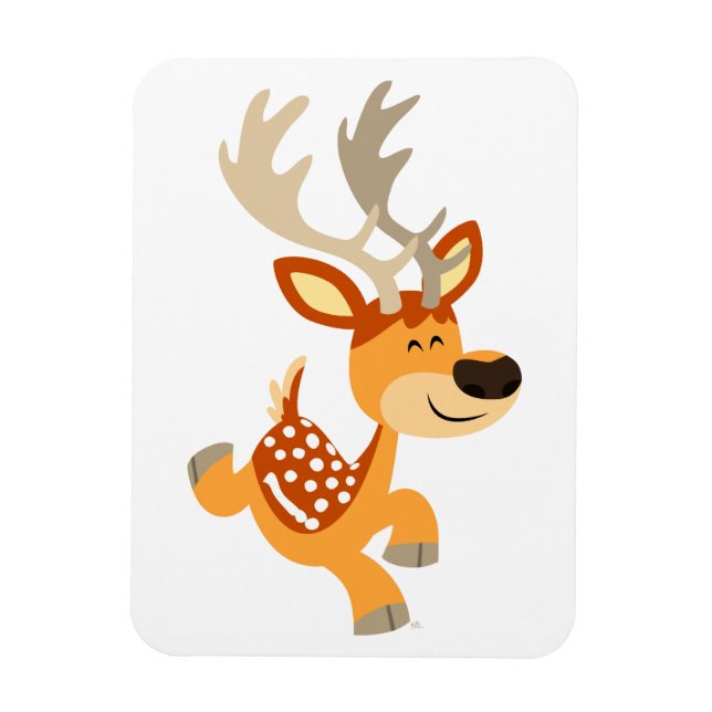 Imán Cute Cartoon Gamboling Fallow Deer Premium Magnet (Vertical)