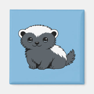 Imán Cute Cartoon Honey Badger on Blue