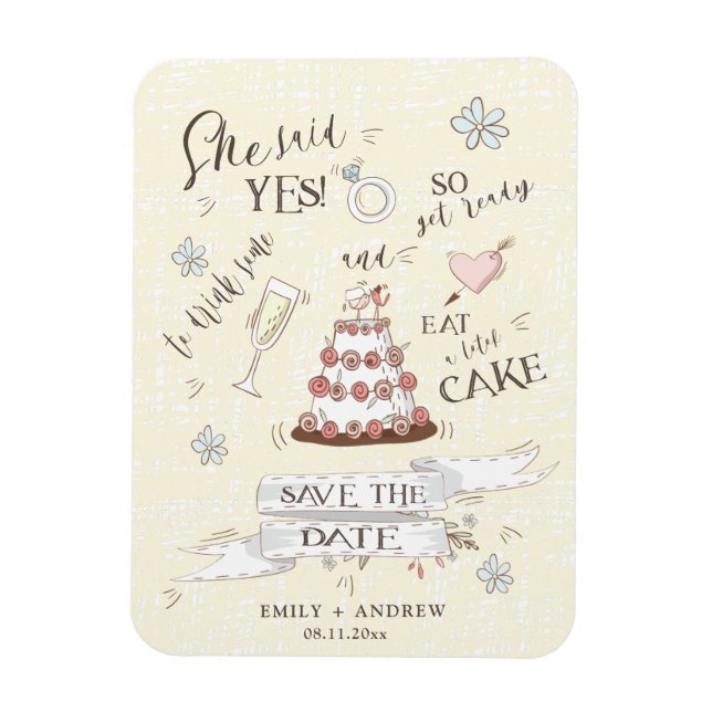 Imán cute cartoon illustration save the date (Vertical)