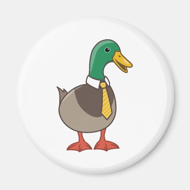 Imán Cute Cartoon Mallard Duck with a Tie (Frente)