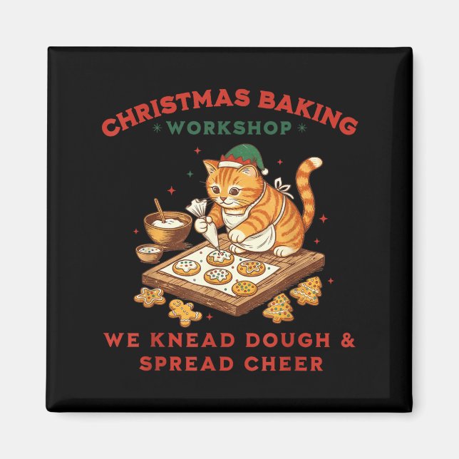 Imán Cute Cat Christmas Baking Workshop For Men Women K (Frente)