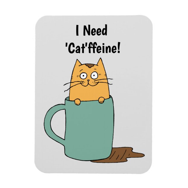 Imán Cute Cat Coffee Magnet (Vertical)