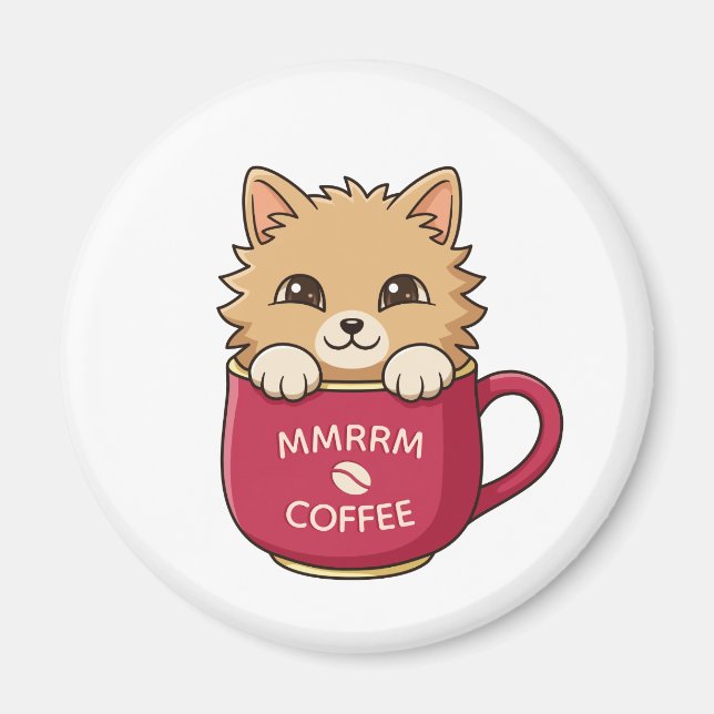 Imán Cute Cat in Coffee Mug Custom Text (Frente)